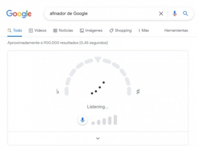 Afinador de instrumentos musicales de Google